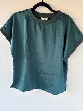 Sedge Teal / emerald green Short Sleeve Satin Tee - Unbranded